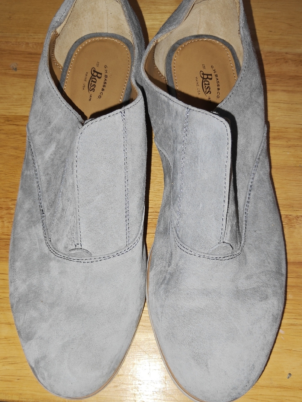 Bass Women's Suede Slip-On Loafers in Light Gray